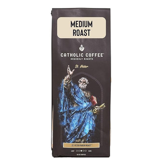 Catholic Coffee St. Peter | Medium Roast Ground Coffee ??Chocolate & Nutty Notes | 12oz Bag ??Catholic Gift Honoring the First Pope and Rock of the Church