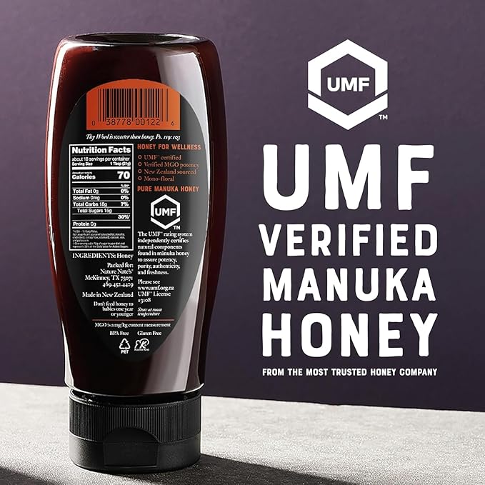 Nature Nate's | Raw Manuka Honey MGO 263+ | UMF 10+ Certified | 13.2 oz Squeeze Bottle