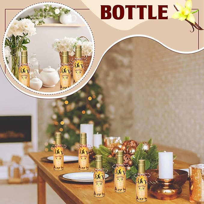 Tioncy 16 Pcs Vanilla Extract Bottles for Homemade Vanilla Jar Glass Bottle with Cap, Shrink Band, Sticker Syrup Gift Food Storage Canister for Bean Sauce Spice(Gold,5 oz)