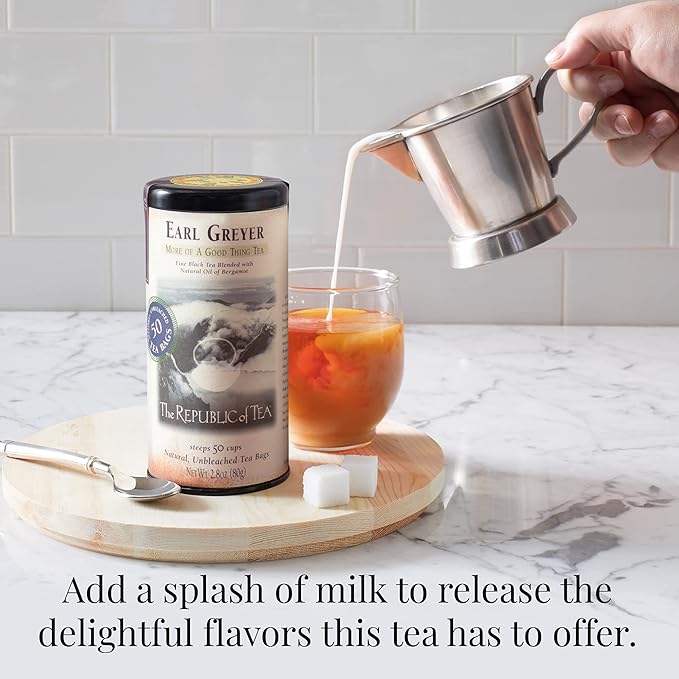 The Republic of Tea - Earl Greyer Black Tea Tin, 50 Tea Bags, Naturally Caffeinated