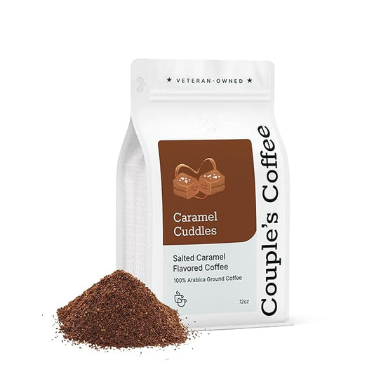 Couple?™s Coffee Ground Coffee | Gives Back to Military Families | Caramel Cuddles | Caramel Flavored Coffee | Made with 100% Arabica Beans | 12oz bag brews about 34 cups