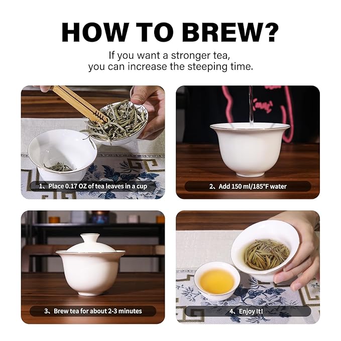 YUANSHENG Premium Organic White Tea,Chinese Silver Needle Loose Leaf White Tea, Premium Silver Tips Loose Leaf Tea With Pekoe Flavour, Rich in Antioxidants, 2.1 Oz