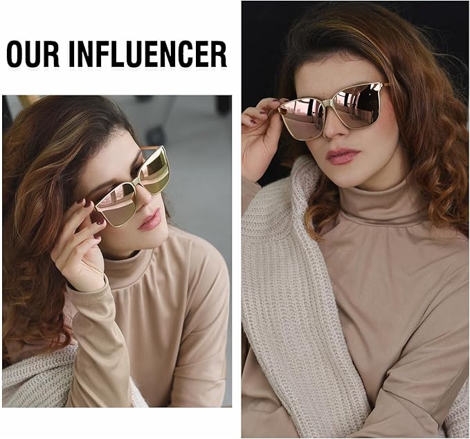 DUCO Oversized Polarized Sunglasses Womens Trendy Mirrored Shades Retro Round Vintage Light Weight UV400 Sun Glasses W016