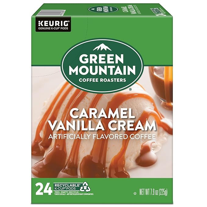 Green Mountain Coffee Roasters Caramel Vanilla Cream Coffee, Keurig Single-Serve K-Cup pods, Light Roast, 96 Count