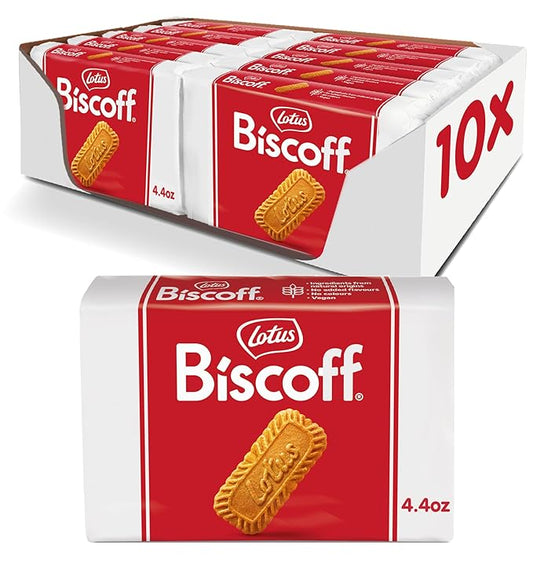 Lotus Biscoff Cookies, Caramelized Biscuit Cookies, 16 Cookies (Pack of 10), Non GMO + Vegan, 4.4 Ounce (Pack of 10), Snack Pack Size