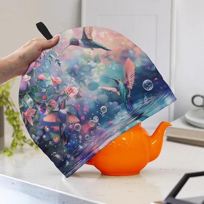 Generic Hudotybom Fancy Hummingbird Tea Cozy for Teapot Insulated Large Teapot Cover to Keep Warm Tea Kettle Cover Machine Washable Coffee Pot Cloth Covers Kitchen Home Decorations, CZA49
