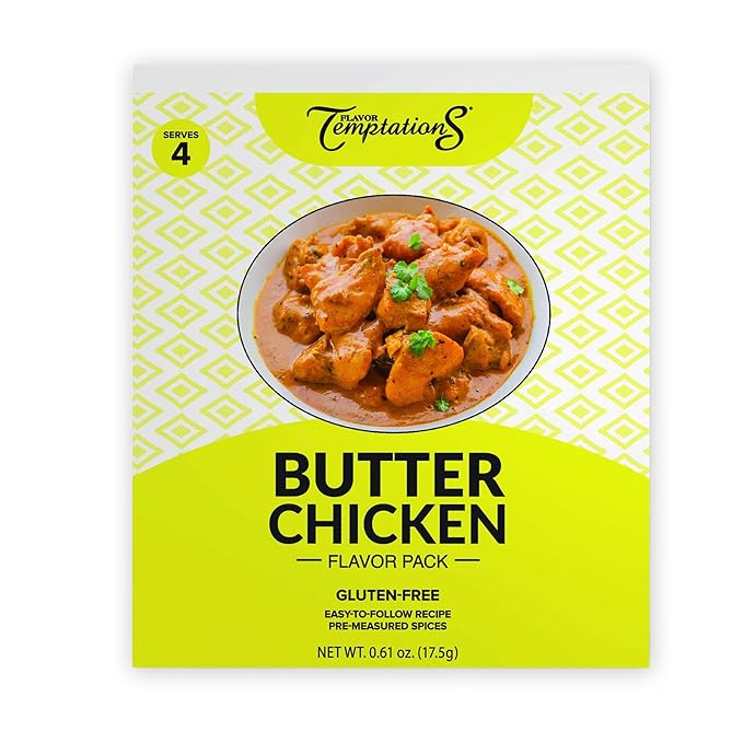 BUTTER CHICKEN MAKHANI INDIAN SPICEs Kit by Flavor Temptations | Home Cook Authentic Indian food with Beginner Seasoning Set | Gluten Free, Salt Free, All Natural, Organic spices (1 Spice Kit)