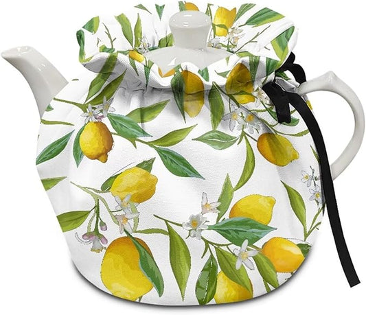 Lemon Tea Cozy for Teapot Insulated Dust Proof Tea Pot Cozy for Keeping Warm Washable Teapot Dust Protector with Drawstring,Extra Thick
