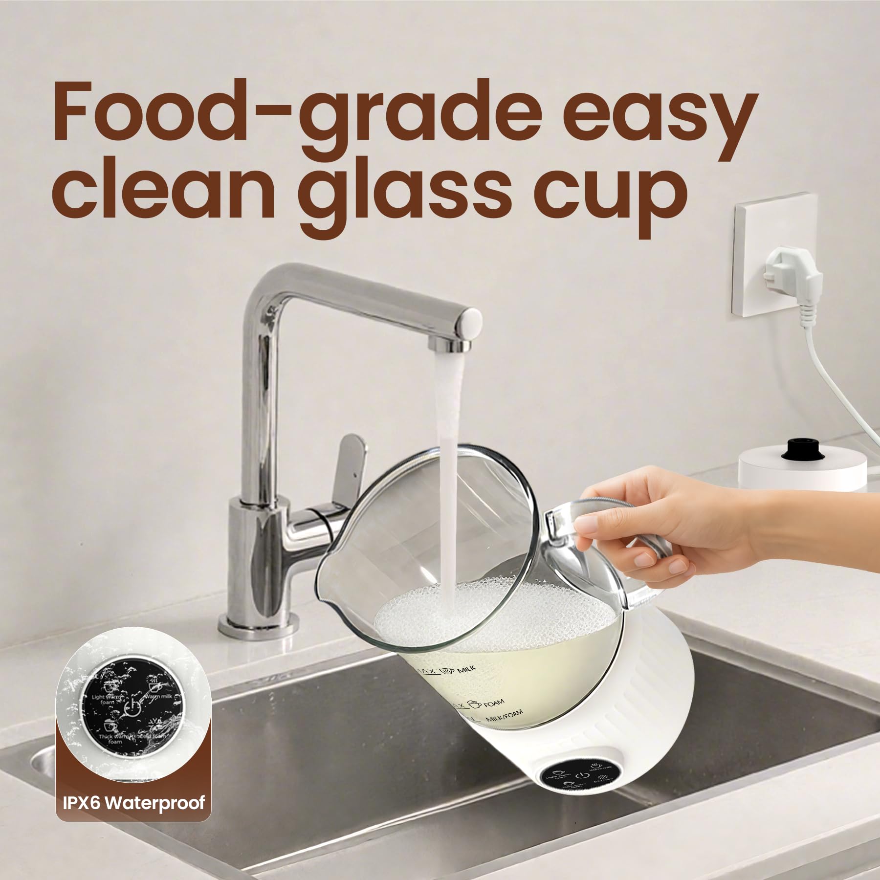 4-in-1 Electric Milk Frother and Steamer for Whole Milk, LED Touch Screen
