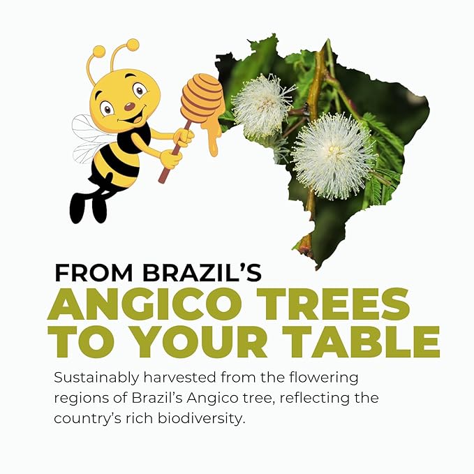K&A HONEY Angico Honey | USDA Certified Organic | 100% Raw Brazilian Honey | Rich in Antioxidants & Natural Energy | Natural Alternative to Sugar | 8.47 oz