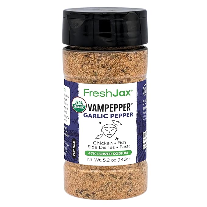 FreshJax Organic Vampepper Garlic Seasoning ??5.2 oz | Bold Garlic & Herb Spice Blend for Chicken, Steak, Pasta, Veggies & Marinades | Non-GMO, Gluten-Free, Keto, Paleo