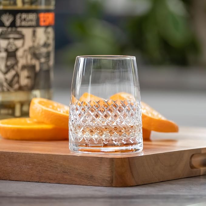 Rolf Glass Diamond Tequila Tasting Glass | 5oz Tequila Taster | Lead-Free, Diamond-Wheel Engraved | Designed and engraved in the USA | Etched Crystal Taster or Large Shot Glass | Set of 4