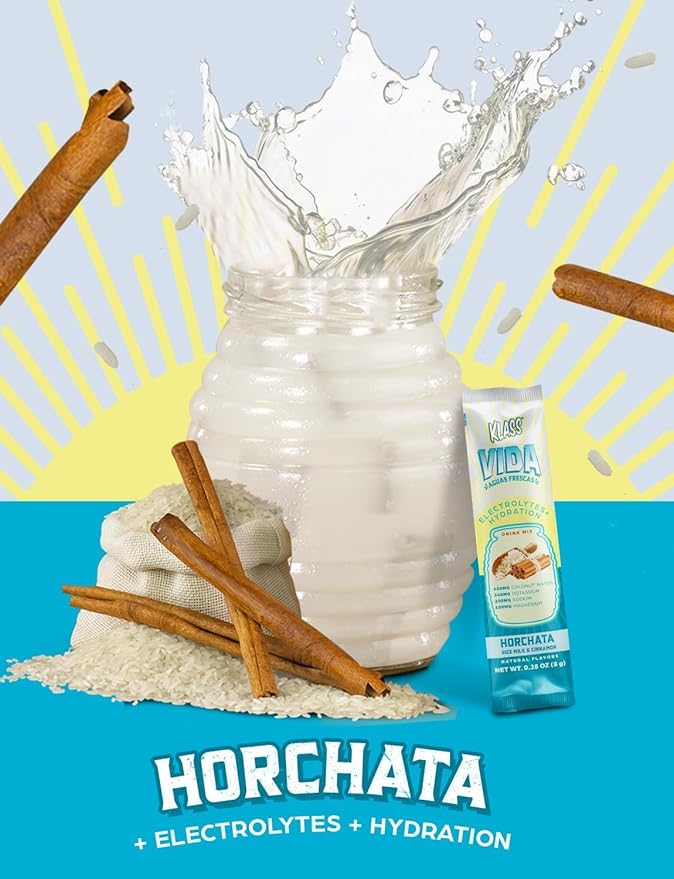 KLASS VIDA Electrolyte Drink Mix ??Horchata Agua Fresca Flavor | Sugar-Free Hydration Powder with Coconut Water & Minerals | 15 Single-Serve Stick Packs in Resealable Pouch, Low Calorie, Natural Flavor