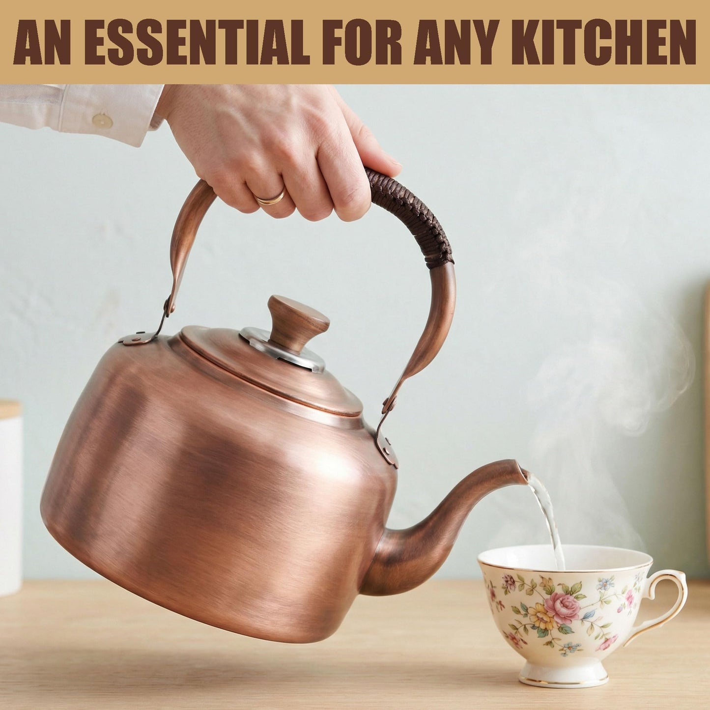Tea Kettle Stovetop Whistling Copper Tea Pot for Stove 3.2QT Teapot Kettle