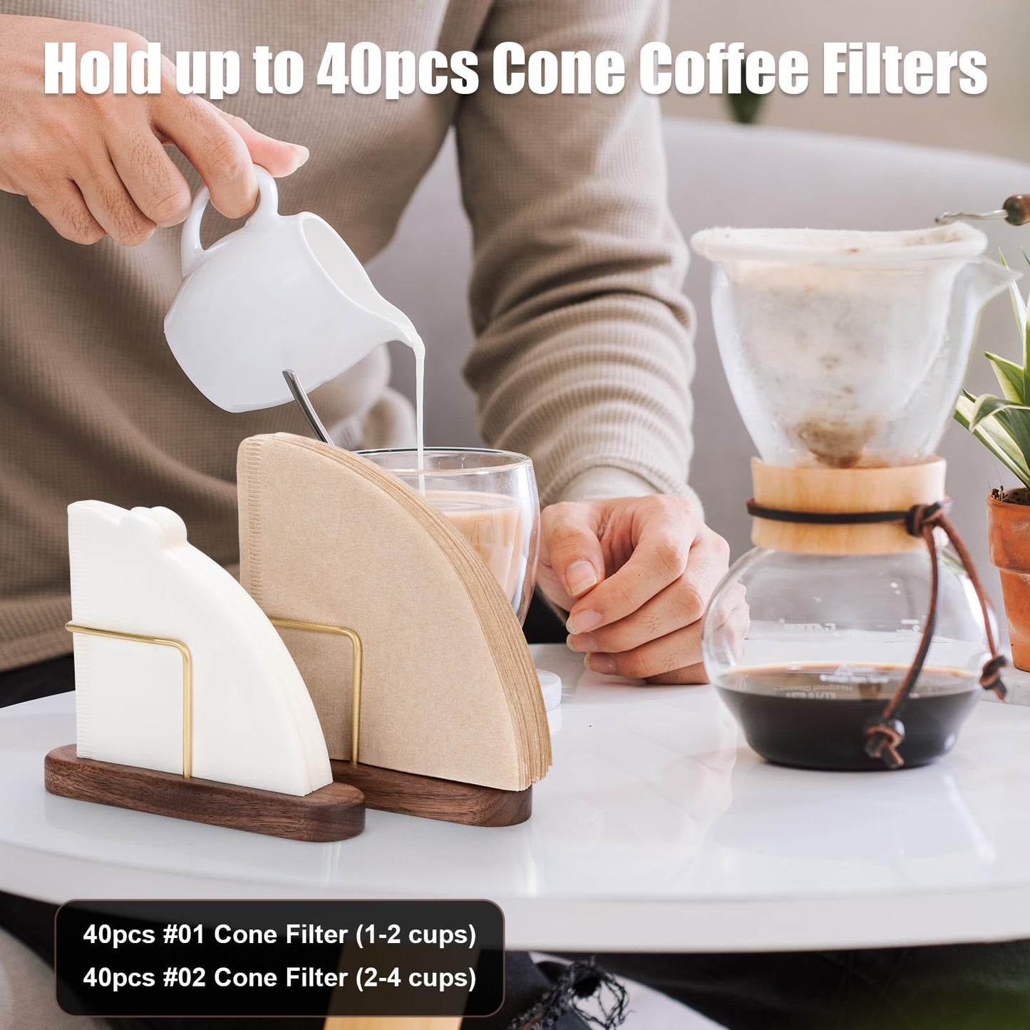 Walnut & Brass Coffee Filter Holder for #1#2 V60