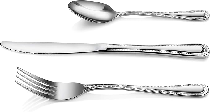 New Star Foodservice Bead Pattern, Stainless Steel, 36-Piece Flatware Set