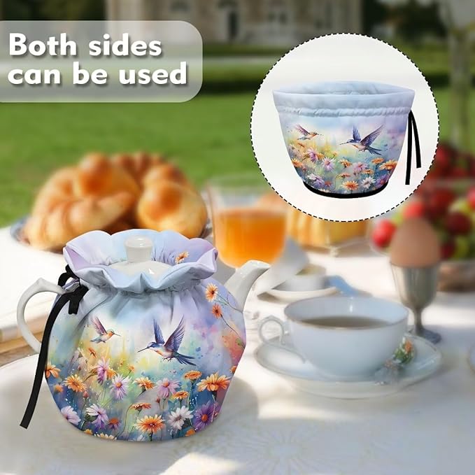Hummingbird Tea Cozy for Teapot Insulated Flower Teapot Cozy Tea Cosy for Teapot Dust Protector Home Kitchen Decor