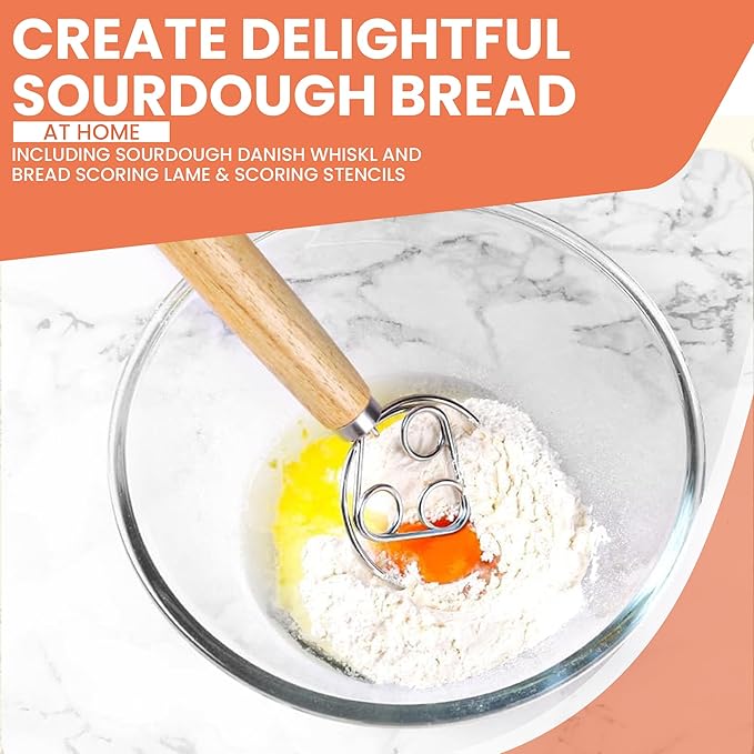 Sourdough Starter Kit with Tools - Bread Lame, Dough Scraper, 24 oz Glass Jar & Covers - Artisan Bread Making Supplies
