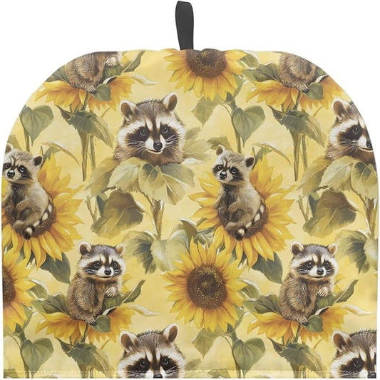 Sunflower Raccoon Tea Pot Cosy Insulating Tea Kettle Quilt Breakfast Warmer Thick Wadding Teapot Warmer for Teapot Decor Home Kitchen Decoration