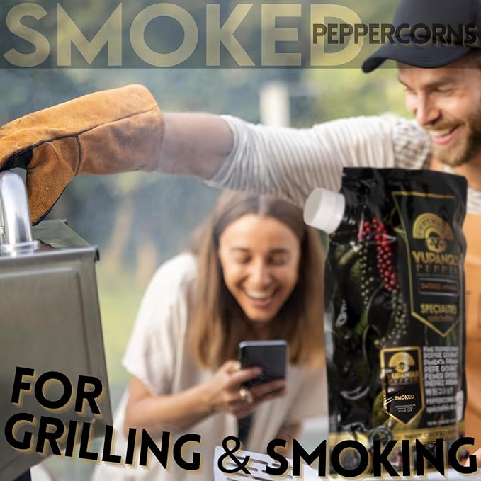 YUPANQUI Smoked Black Pepper Grinder Manual 3.5oz - Smoked Pepper Grinder with Peppercorns BEST Smoke Black Peppercorns Mill for BBQ Grilling & More
