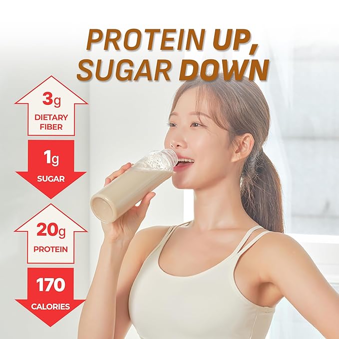 Brown 17Grains Protein Shake, 20g Protein, Low Sugar, Keto-Friendly Meal Replacement Shake, 22.22oz, 14 Servings, With Crunchy Protein Balls