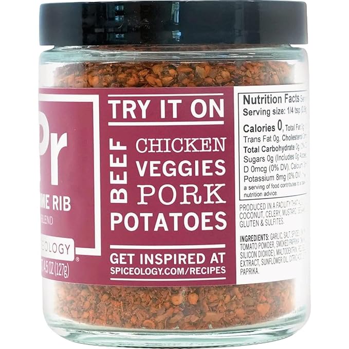 Spiceology – Prime Rib Rub – Bold, Savory Seasoning with Garlic, Smoked Paprika & Tomato – Perfect for Prime Rib, Steak, Brisket, Ribs, Pork & Vegetables – BBQ & Grilling Essential – 4.5 oz