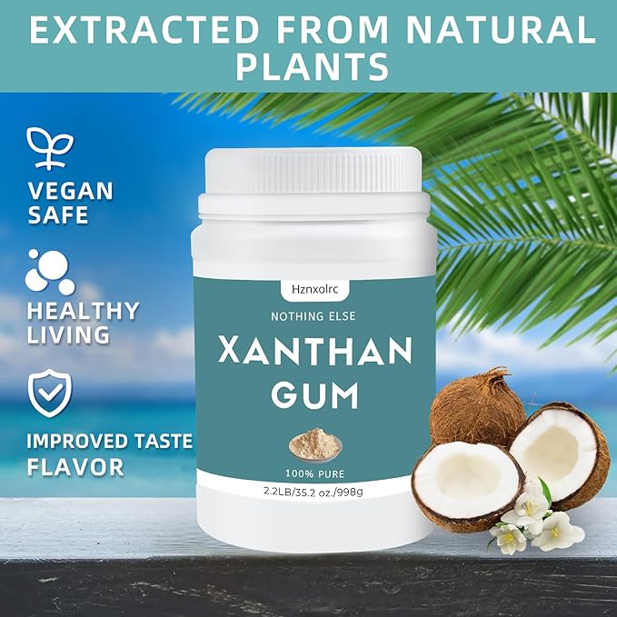 2.2 lb Food-Grade Xanthan Gum Powder, Pure Xanthan Gum for Baking Gluten Free, Xanthan Gum Thickener Suitable for Making Ice Cream, Cake, Yogurt, Candy and More