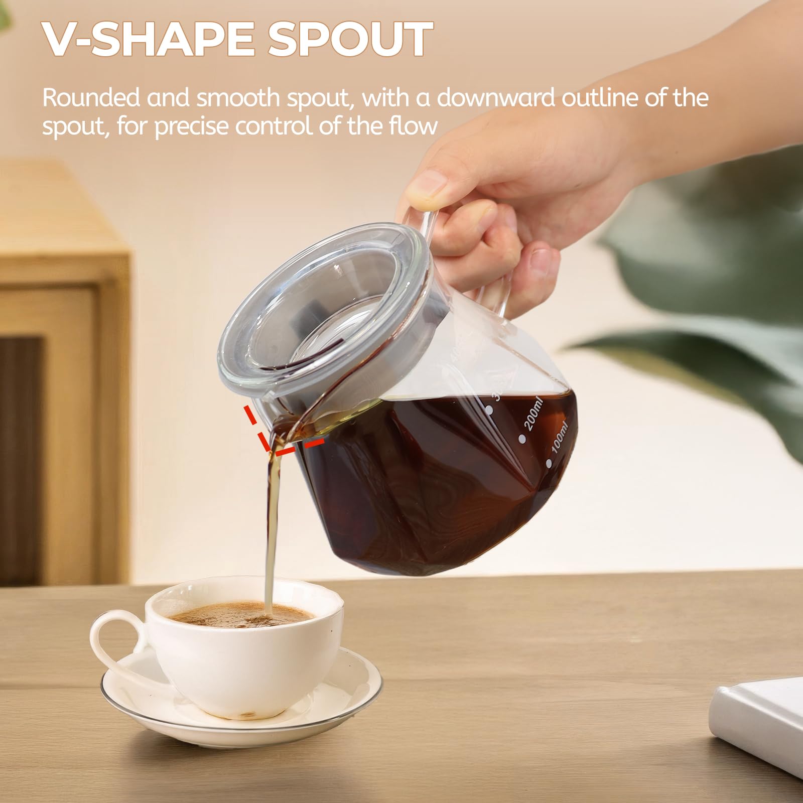 Mogrecha Pour Over Coffee Maker 400ml Borosilicate Glass Drip