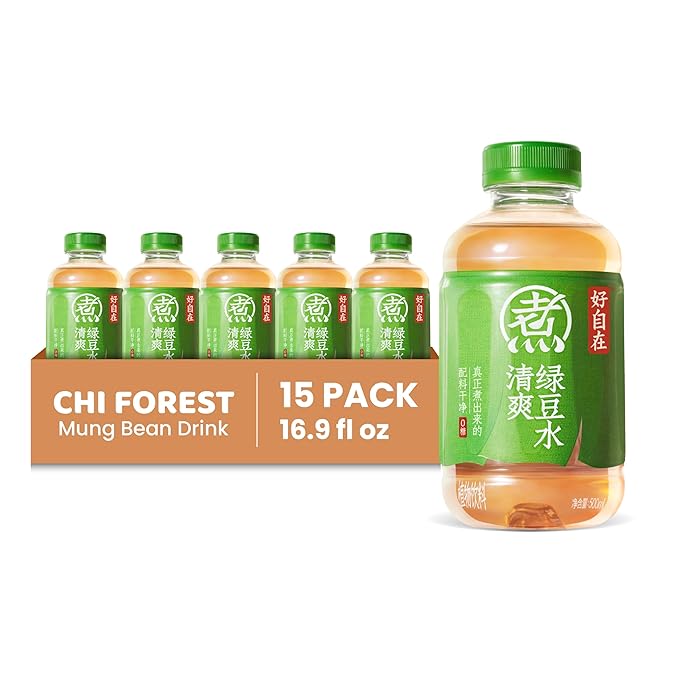 CHI FOREST Mung Beans Herbal Drink, Zero Fat, Zero Calories Beverage, 16.9 fl oz Bottles (Pack of 15)