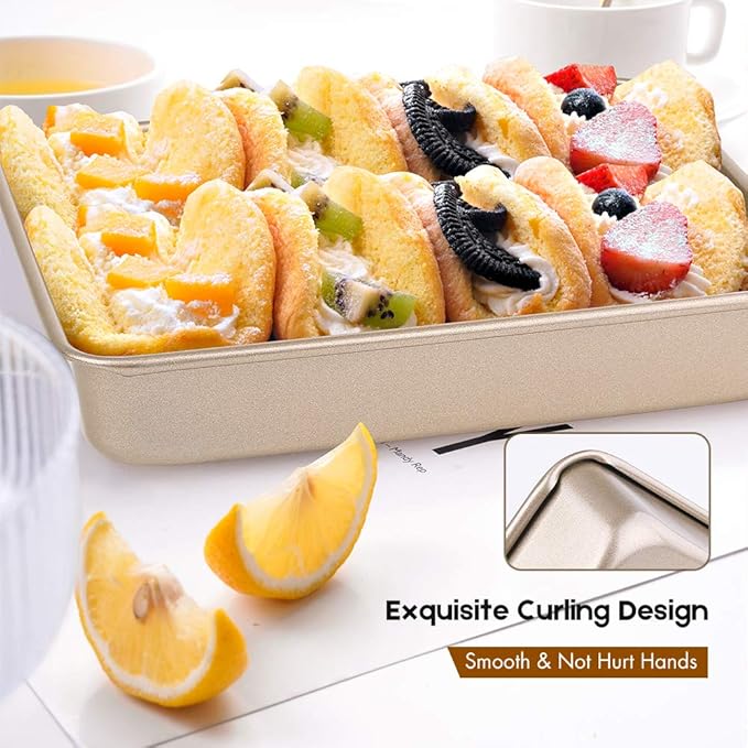 AMAGABELI GARDEN & HOME Nonstick Deep Baking Pans for Oven Tray Cake Carbon Steel Pan Baking Sheets Set of 3 Rectangle Bakeware Set for Cake Lasagna Brownie Casserole Cookie Cooking (9''/10''/13'')
