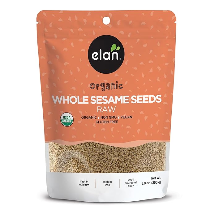 Elan Organic Sesame Seeds, Non-GMO, Vegan, Gluten-Free , 8 pack of 8.8 oz