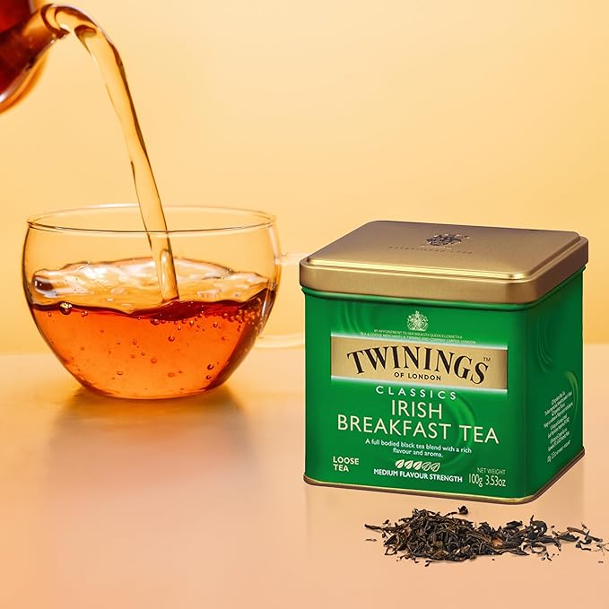 Twinings Irish Breakfast Loose Tea, 3.53 Ounce Tins (Pack of 6), Smooth, Flavourful, Robust Black Tea Leaves, Caffeinated, Enjoy Hot or Iced