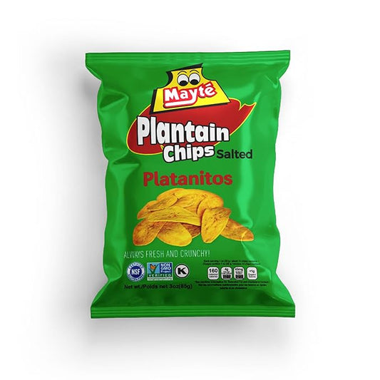 Mayté Lightly Salted Plantain Chips – 30 Individual Packs (3oz Each) – Crunchy, Savory, Healthy Snacks Made from Real Plantains – Non-GMO, Gluten-Free, Kosher – No Preservatives or Artificial Colors