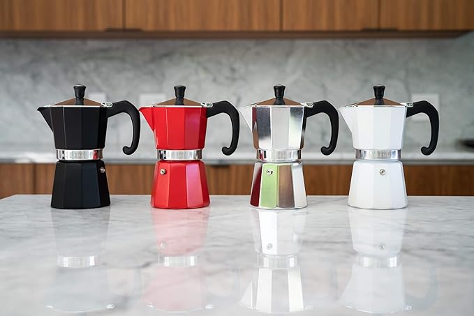 Bellemain Stovetop Espresso Maker | Italian Moka Pot Espresso Maker, Classic Aluminum Design Mocha Pot for Home Brewing & Camping | Easy to Use & Clean - 9-Cup, White