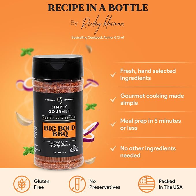 Big Bold BBQ Spice 5oz | Recipe in a Bottle | Premium Blend Spice for Gourmet Cooking | No-Addition Needed, Versatile Culinary Season | Simply Gourmet