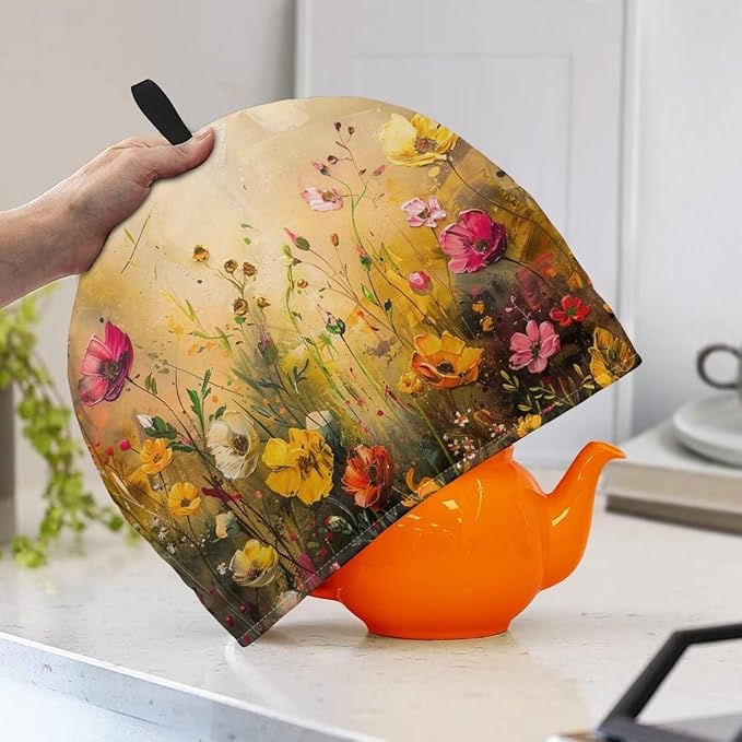 Generic Hudotybom Fancy Flower Tea Cozy for Teapot Insulated Large Teapot Cover to Keep Warm Tea Kettle Cover Machine Washable Coffee Pot Cloth Covers Kitchen Home Decorations, CZA49