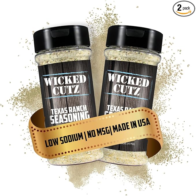 Wicked Cutz Texas Ranch Grill Seasoning Set, 2 Pack of Grilling Spices, Jerky Seasoning, Low Sodium & No MSG Spices & Seasonings