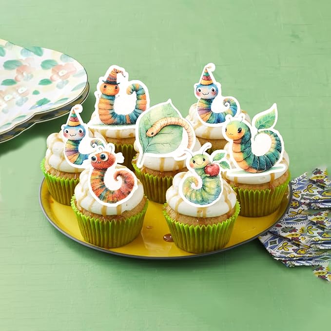 Rsstarxi 60 Pack Edible Insects Cupcake Toppers Edible Bugs Cake Decorations Insects Cupcake Picks for Baby Shower Boys Girls Birthday Summer Spring Bugs Party Decorations Supplies