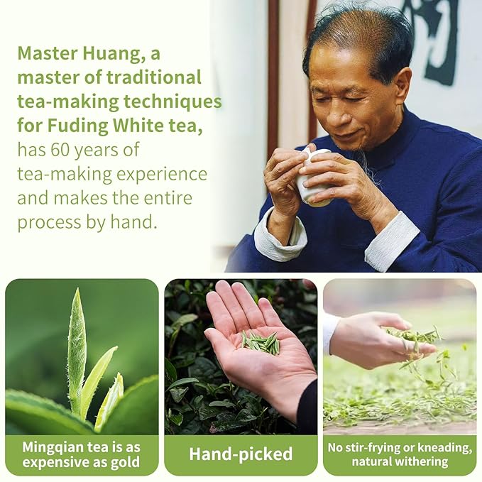 XIXICHA Silver Needle White Tea Loose Leaf Grade AAA Premium Silver Needle Tea Fuding White Tea Baihao Yinzhen Tea 80g/2.82oz 白茶 白毫银针 福鼎白茶 茶叶