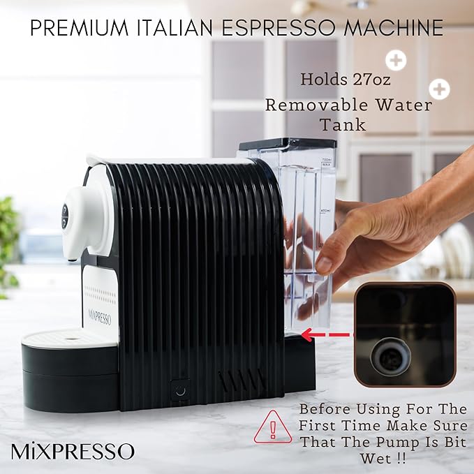 Mixpresso Black Espresso Coffee Machine ??Compact 1400W Single Serve Coffee Maker Compatible with Nespresso OriginalLine Capsules, One-Touch Operation, 19-Bar Italian Pump, 27oz Water Tank