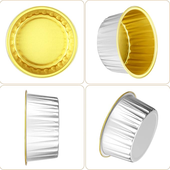 EUSOAR Cupcake Liners with Lids, 30pcs 5oz Disposable Aluminum Foil Ramekins cupcake Baking Cups Containers Wrappers Dessert Cups with Lids, Mini Aluminum Cheesecake Pan Creme Brulee Ramekins