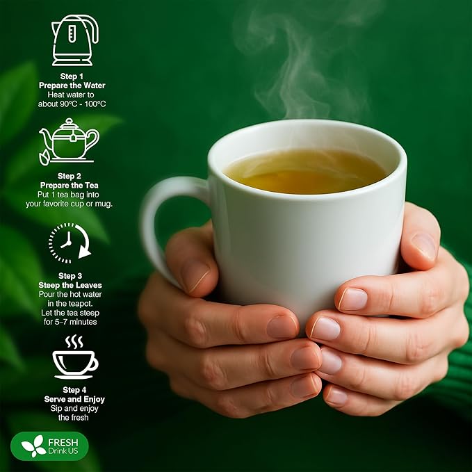 FreshDrinkUS, 12 Packs of Premium Herbal Kidney Support Tea ??Ginseng Six Treasure Blend, 9 Powerful Ingredients, 10g/Bag ??Men's Wellness Tea with Ginseng and Five Treasure Aid Root.
