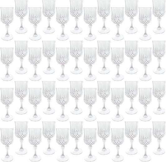 Plastic Wine Glasses，Plastic Goblets Vintage Style Cordial Drinking Glasses for Wedding Reception, Grand Event Party Supplies (48, transparent)