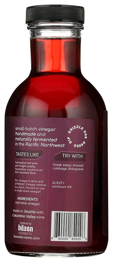 Haxan Ferments Washington Merlot Red Wine Vinegar 12 Fl Oz ??Unpasteurized, Living Vinegar ??Made with Columbia Valley Merlot ??Perfect for Tomato Sauce, Greek Salads, Braising