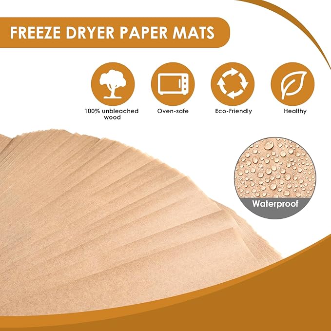 KitchenRaku 200 Pack Parchment Paper For Harvest Right Freeze Dryer Trays, Disposable Accessories for Freeze Dryer Trays, Prevent Food Items From Sticking (PPA11, 19 3/4" x 8 7/16",Large)