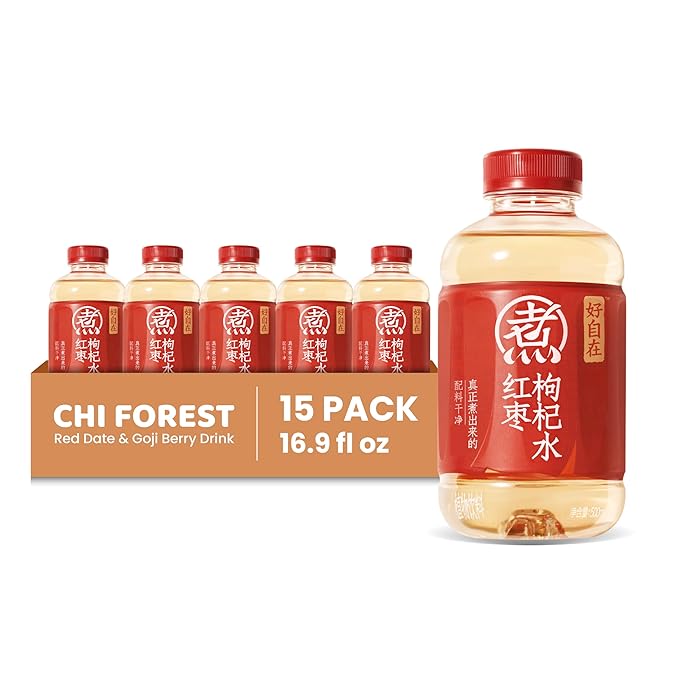 CHI FOREST Red Date & Goji Berry Herbal Drink, Zero Fat Beverage, No Added Flavours, Additives, 16.9 fl oz Bottles (Pack of 15)