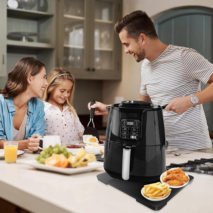 360째 Rolling Tray Bamboo Appliance Slider for Kitchen Appliances, for Breville Espresso Machine Accessories, Sliding Tray for Coffee Maker Appliances Mat Easily from Under The Cabinet Black 13"횞15.7"