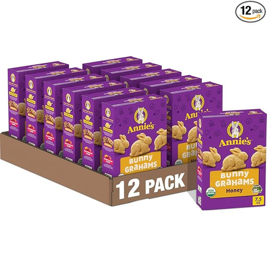 Annie's Organic Baked Bunny Graham Snacks, Easter Treats, Honey, 7.5 oz (Pack of 12)
