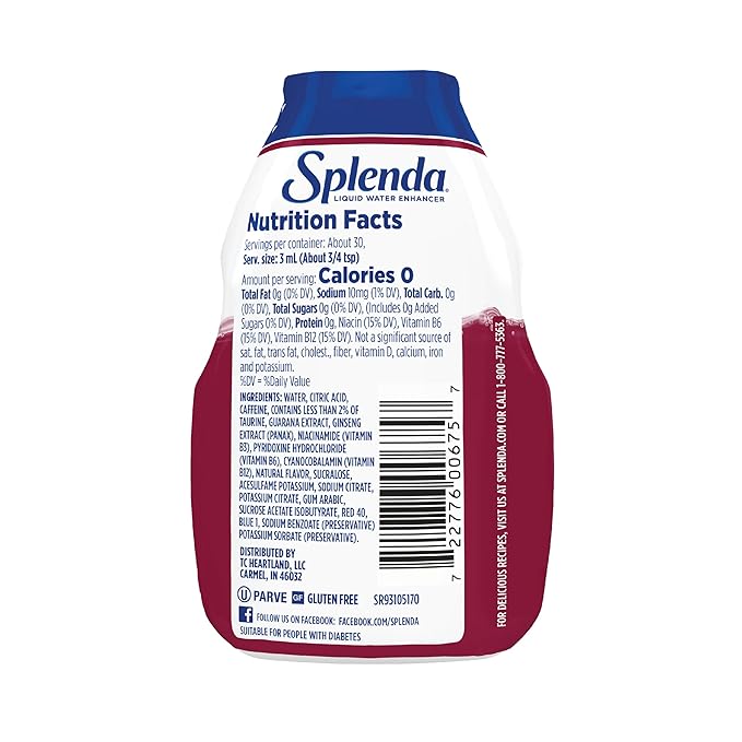 SPLENDA Energy Liquid Water Enhancer Drops, Sugar Free, Zero Calorie, Natural Flavor, Concentrated Drink Mix, 3.11 Fl Oz Each Bottle (Black Cherry, 1 Pack)