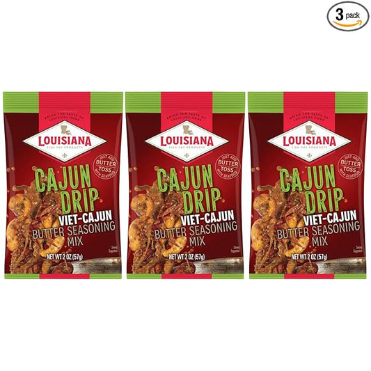 Louisiana Fish Fry Cajun Drip Viet-Cajun Butter Seasoning Mix - Seasoned Butter Sauce for Seafood - 2 oz. Bag (Pack of 3) - Just Add Butter and Toss with Seafood - Add a Burst of Flavor to Your Boiled Seafood with Cajun Drip
